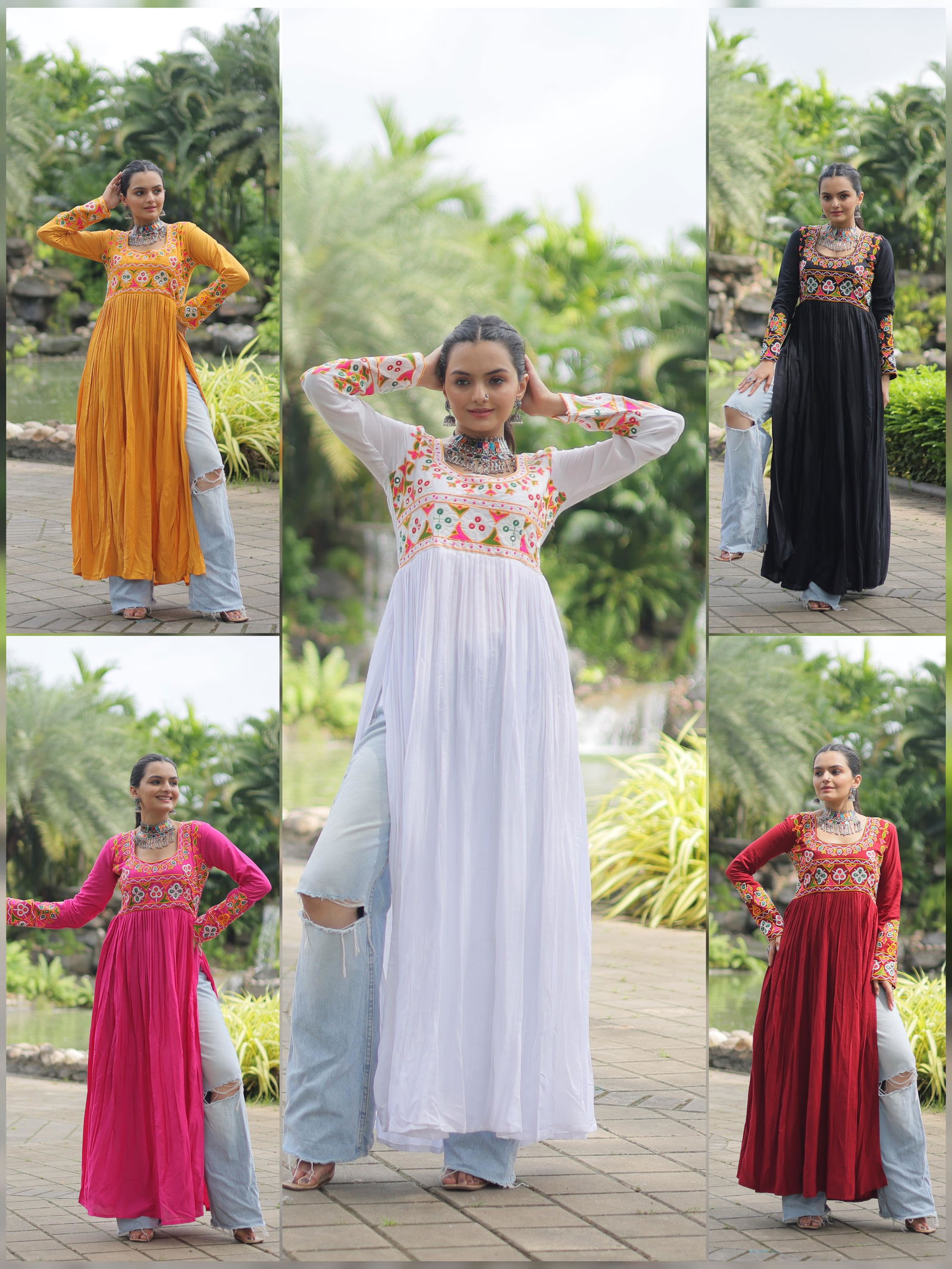 KA 1130 Rayon Navaratri Special Gamthi Work Kurti Wholesale Shop In Surat